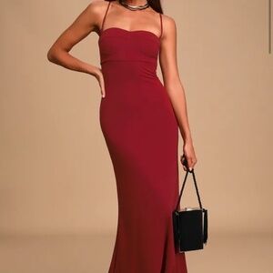 Lulus Best Of My Love Burgundy Bustier Mermaid Maxi Dress Red - Size XS